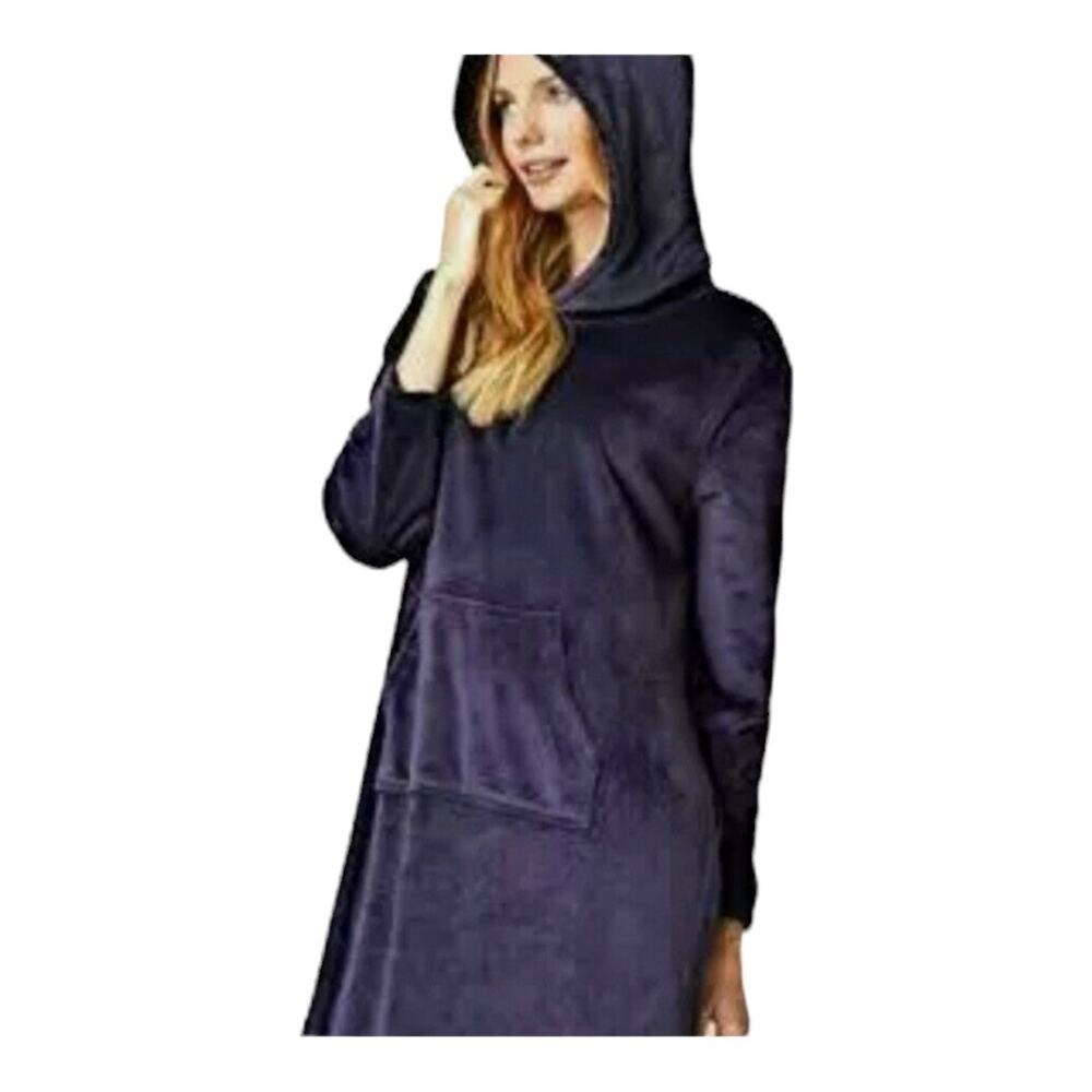 32 Degrees Sleep Shirt Hoodie Cozy Sleepwear Loungewear Blue S/M Small Medium